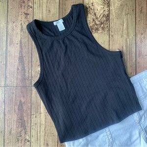 Bozzolo Women’s Black Cropped Tank. Ribbed Fitted Fabric. Size Small. Like new.